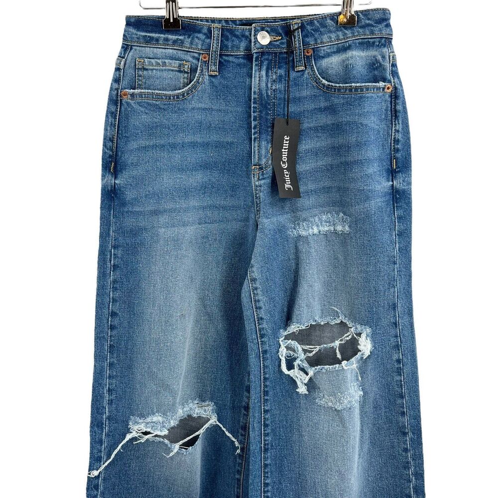Juicy Couture Wide Leg Destroyed Jeans Size 26 New - Picture 2 of 8